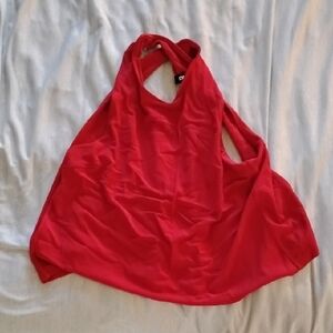 DKNY Red Asymmetrical Cut Out Tank Top